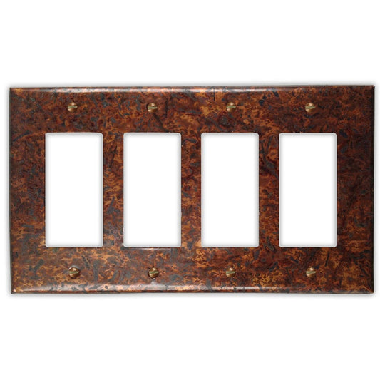 Quadruple Rocker/GFI Copper Switch Plate in Distressed Dark