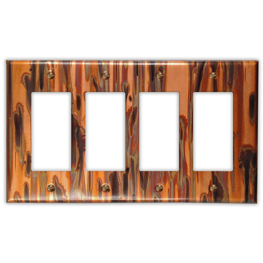 Quadruple Rocker/GFI Copper Switch Plate in Enchantment Vertical
