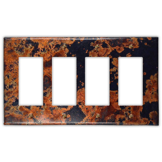 Quadruple Rocker/GFI Copper Switch Plate in Mottled