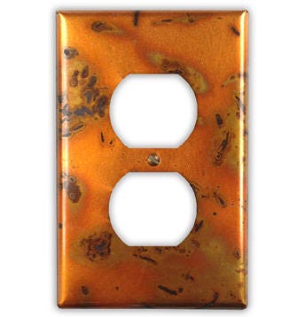 Single Outlet Copper Switch Plate in Golden Bamboo