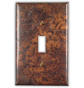 Single Toggle Copper Switch Plate in Distressed Dark