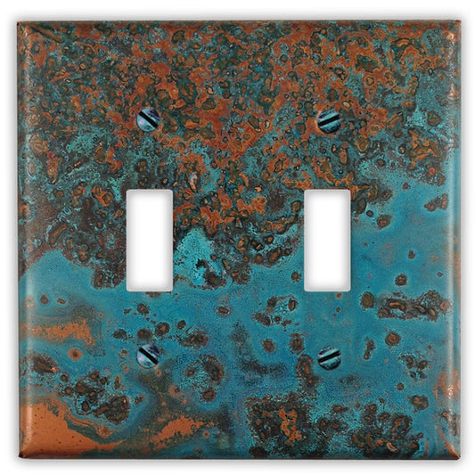 Double Toggle Copper Switch Plate in Azul