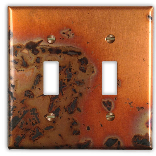 Double Toggle Copper Switch Plate in Bamboo