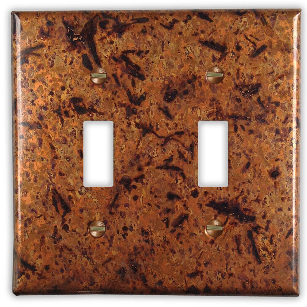 Double Toggle Copper Switch Plate in Distressed Light