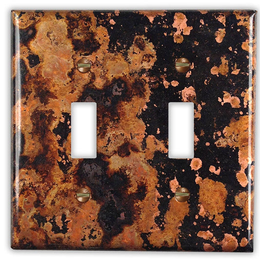 Double Toggle Copper Switch Plate in Mottled