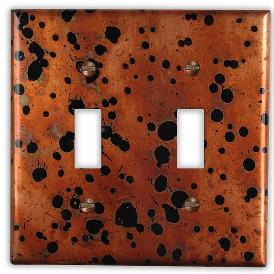 Double Toggle Copper Switch Plate in Sunburst