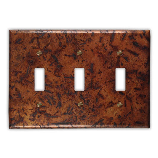 Triple Toggle Copper Switch Plate in Distressed Medium