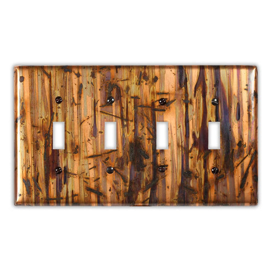 Quadruple Toggle Copper Switch Plate in Bamboo Forest
