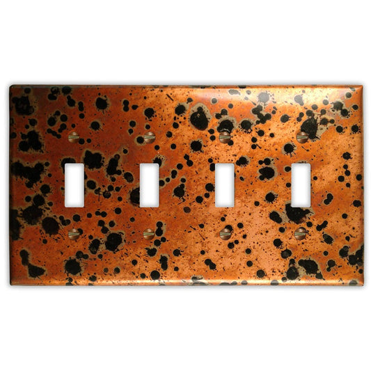 Quadruple Toggle Copper Switch Plate in Sunburst