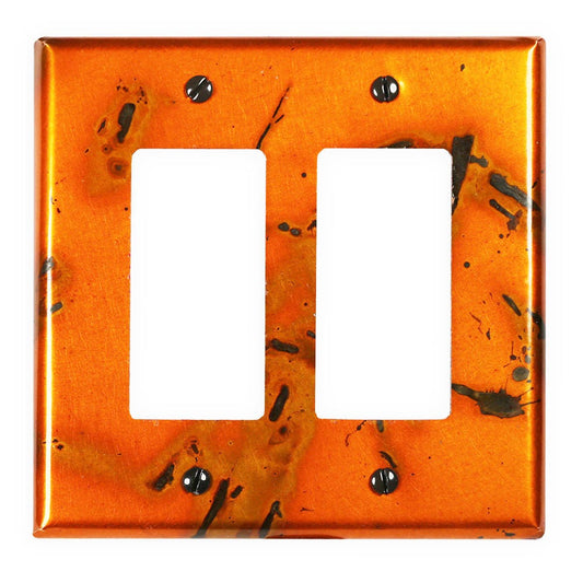 Double Rocker/GFI Copper Switch Plate in Golden Bamboo