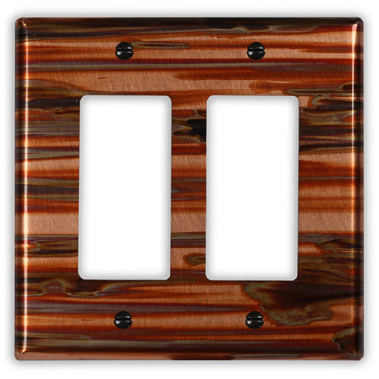 Double Rocker/GFI Copper Switch Plate in Enchantment Horizontal