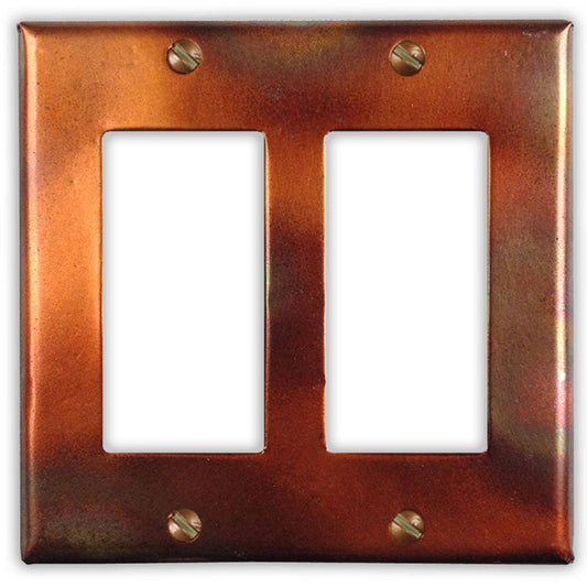 Double Rocker/GFI Copper Switch Plate in Flamed