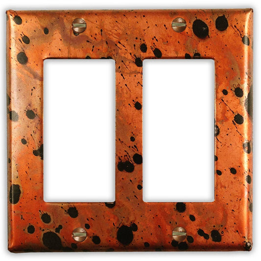 Double Rocker/GFI Copper Switch Plate in Sunburst