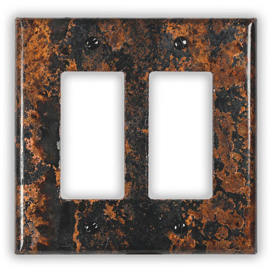 Double Rocker/GFI Copper Switch Plate in Zebra