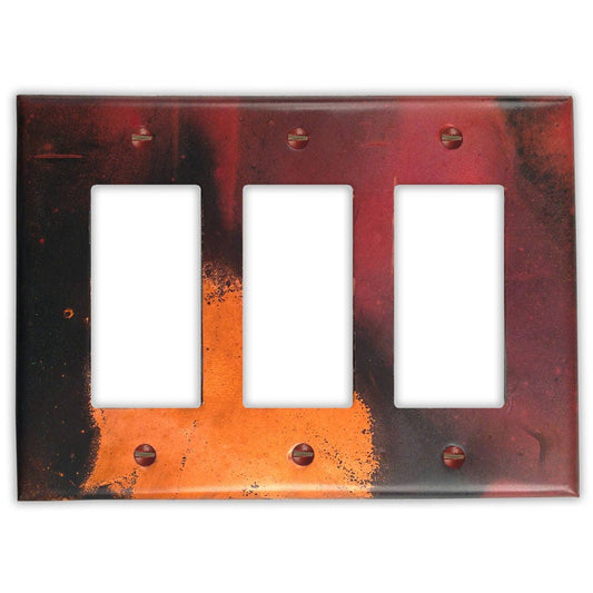 Triple Rocker/GFI Copper Switch Plate in Rojo y Negro