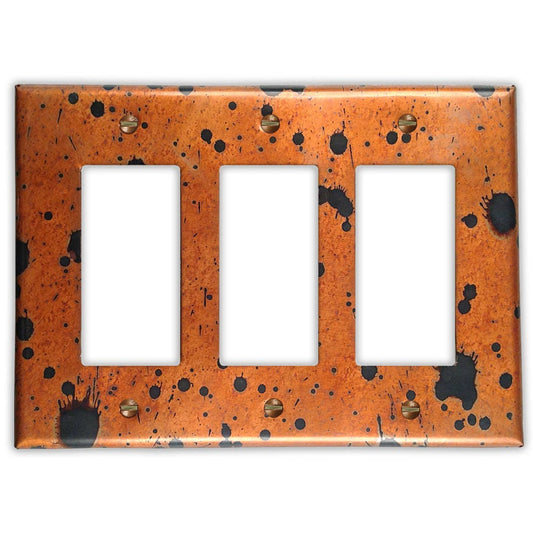 Triple Rocker/GFI Copper Switch Plate in Sunburst