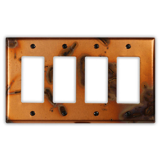 Quadruple Rocker/GFI Copper Switch Plate in Bamboo
