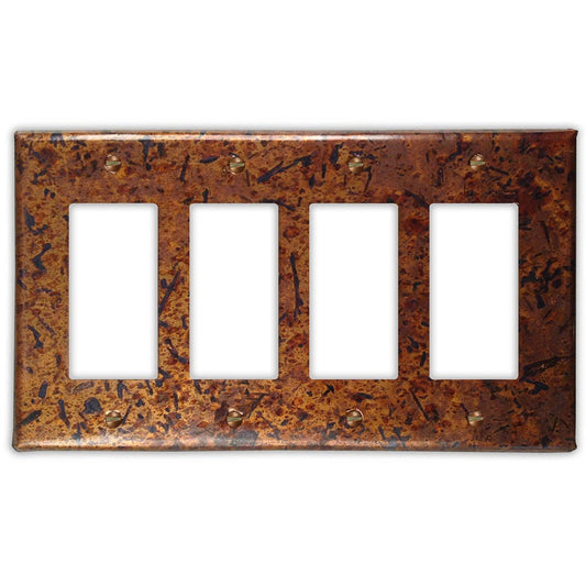 Quadruple Rocker/GFI Copper Switch Plate in Distressed Medium