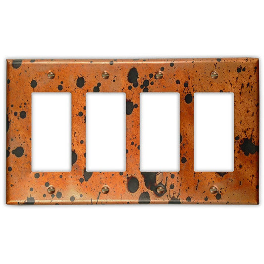 Quadruple Rocker/GFI Copper Switch Plate in Sunburst