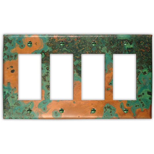 Quadruple Rocker/GFI Copper Switch Plate in Verde