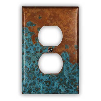 Single Outlet Copper Switch Plate in Azul