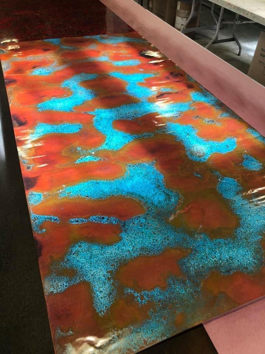Heavy Gauge Patina Sheet Copper in Rojo