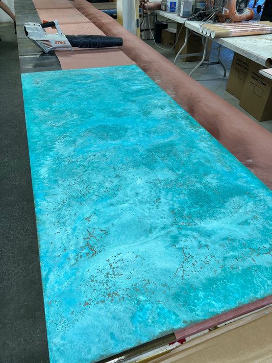 Light Gauge Patina Sheet Copper in Tiffany Green