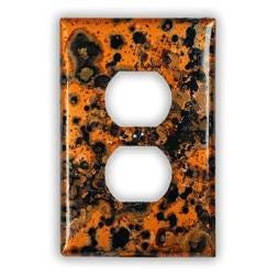 Single Outlet Copper Switch Plate in Leopard