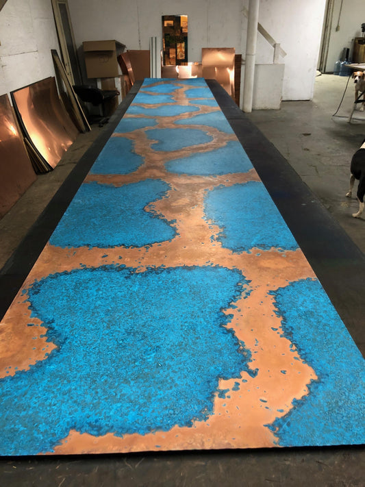 Heavy Gauge Patina Sheet Copper in Azul